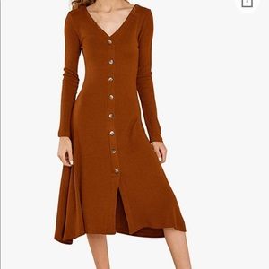 NWT cozy button up a-line sweater dress in beautiful burnt orange.